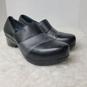 Dansko Tenley Womens Clog Size 10 Black/Gray  Leather Shoes